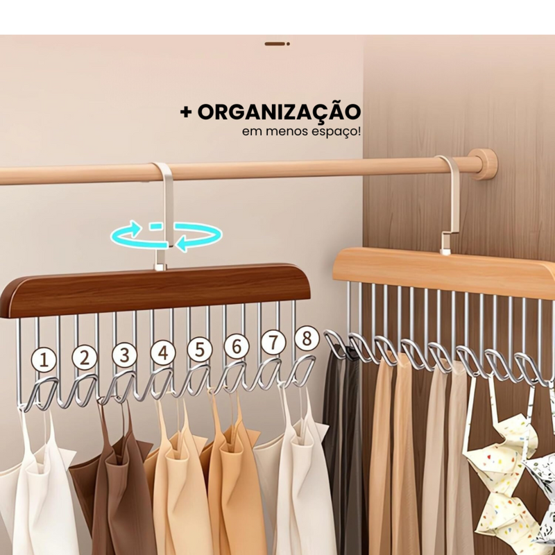 Cabide inteligente 8 em 1 - Economize 80% de espaço!