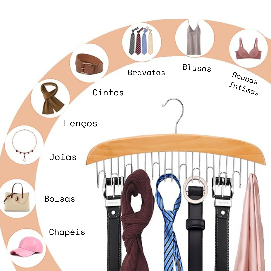 Cabide inteligente 8 em 1 - Economize 80% de espaço!