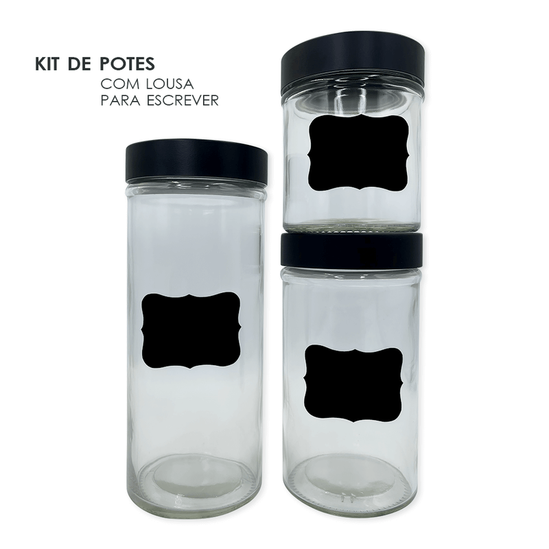 Kit 3 Potes de Vidro com Tampa