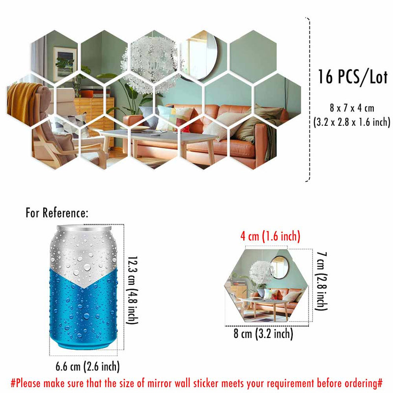 Adesivos de Parede de Espelho em Acrílico Hexagonal