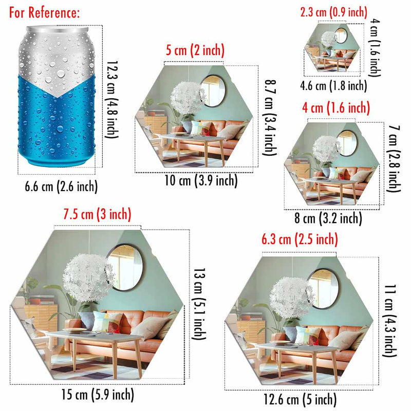 Adesivos de Parede de Espelho em Acrílico Hexagonal