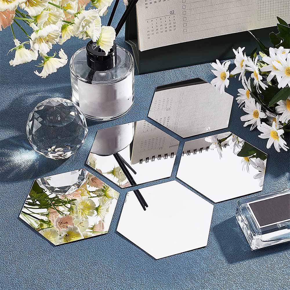 Espelho Adesivo de Parede em Acrílico Hexagonal