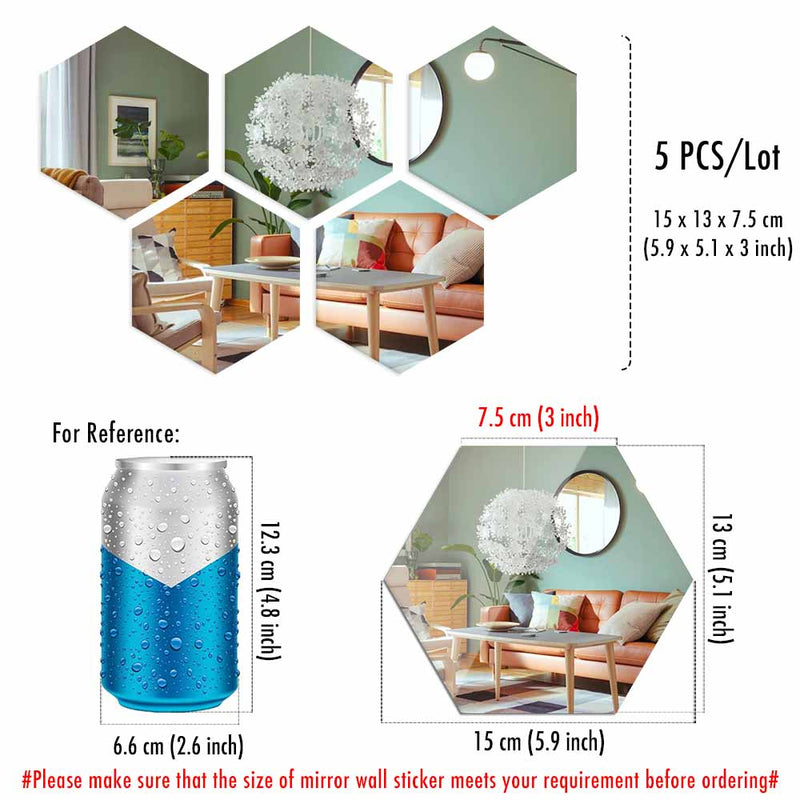 Adesivos de Parede de Espelho em Acrílico Hexagonal