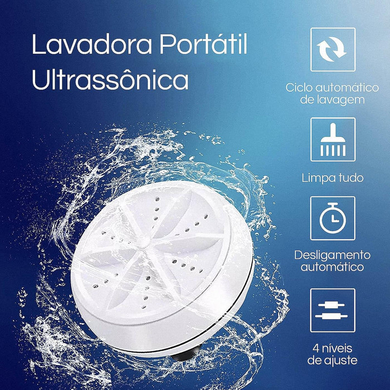 Máquina de Lavar Ultrassônica Portátil para Baldes e Pias USB