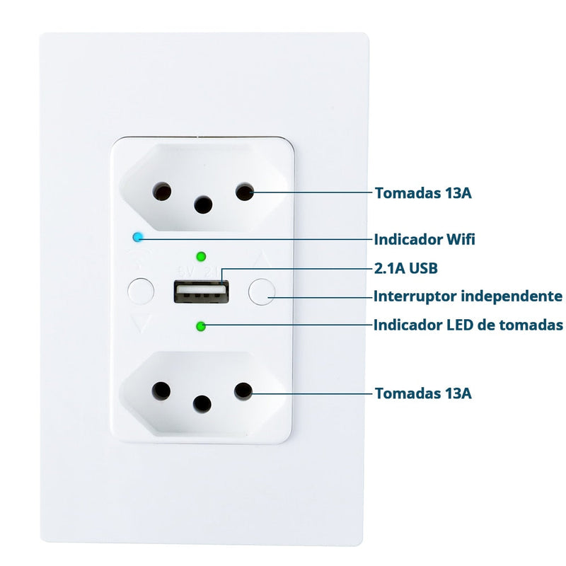 Tomada USB inteligente 2.1a