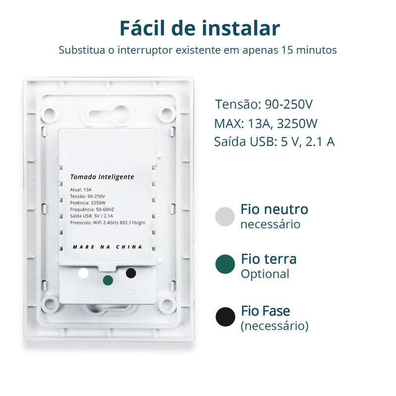 Tomada USB inteligente 2.1a