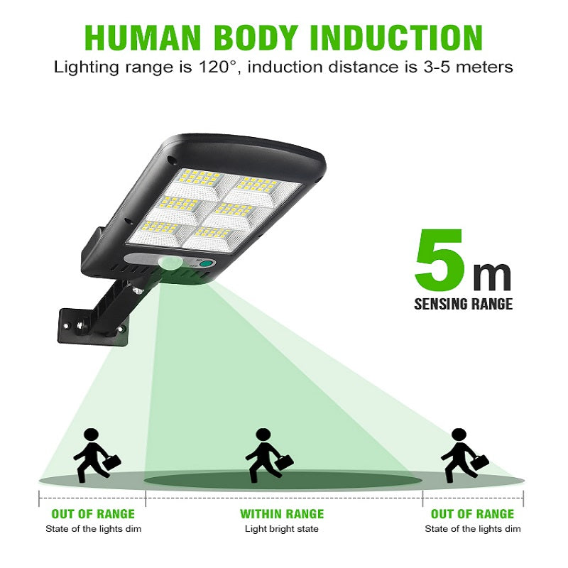 Lâmpada solar de led para áreas externas, lâmpada 120/128/160 cob com sensor de movimento, à prova d'água, segurança para jardim, pátio, caminho e quintal